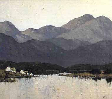 Cottages by Lough by Irish artist Paul Henry